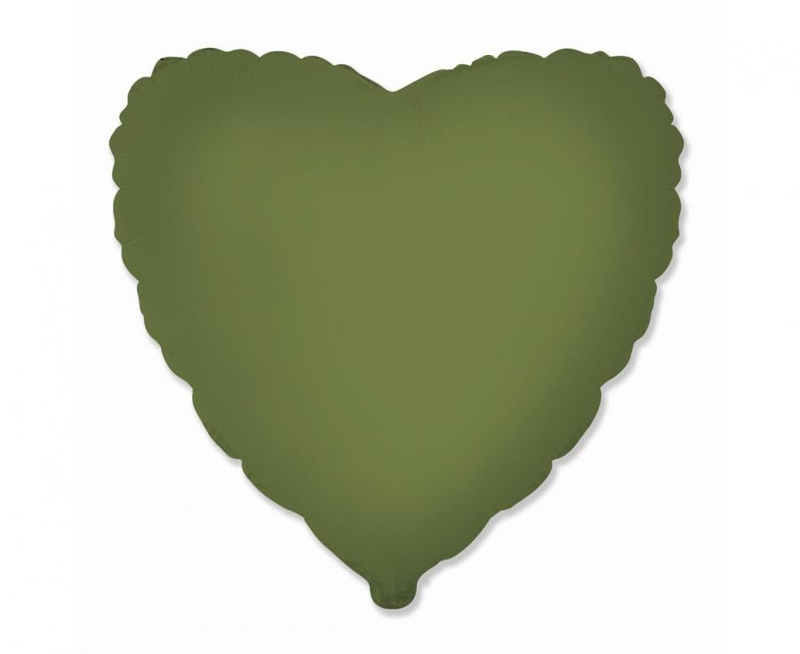 Folijski balon 18" - 46cm FX - Srce (mat Olive Green), nepakiran