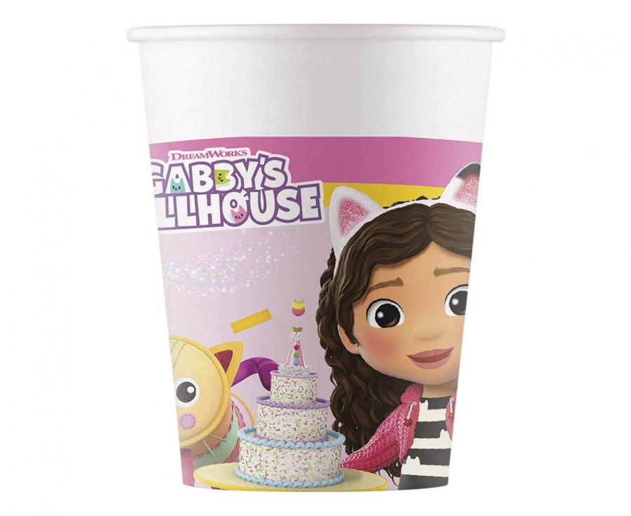 Čaše papirnate (wm) gabby's dollhouse, 200ml, 8 kom. (sup label) (papier fsc)