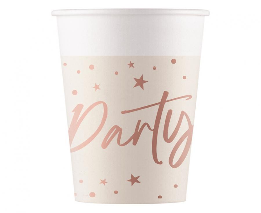 Čaše papirnate rose gold party, decorata, fsc, 200 ml, 8 kom.