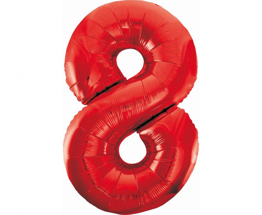 Folijski balon B&C brojka 8, crvena, 85 cm
