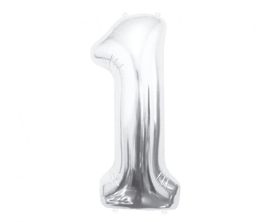 Folijski balon B&C brojka 1, srebrna, 85 cm