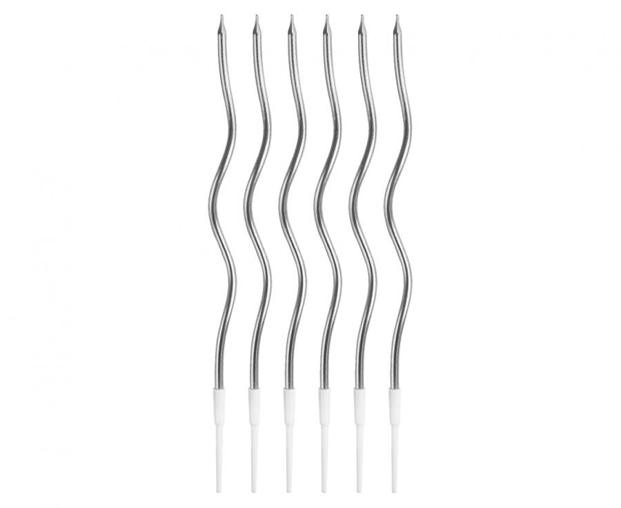 Svijećice B&C Spirale, srebrne, 16 cm, 6 kom.
