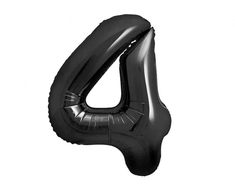 Folijski balon B&C, brojka 4, mat crna, 85 cm