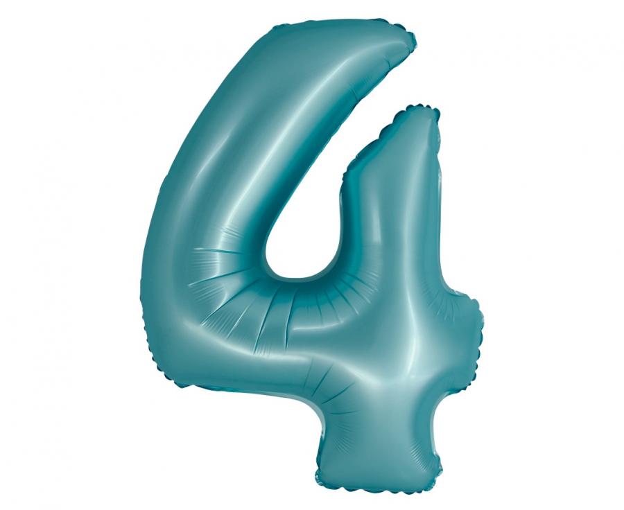 Folijski balon Smart, brojka 4, j. plava mat, 76 cm KK