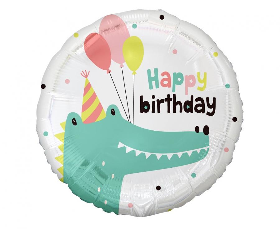 Folija balon krokodil Happy Birthday 18"