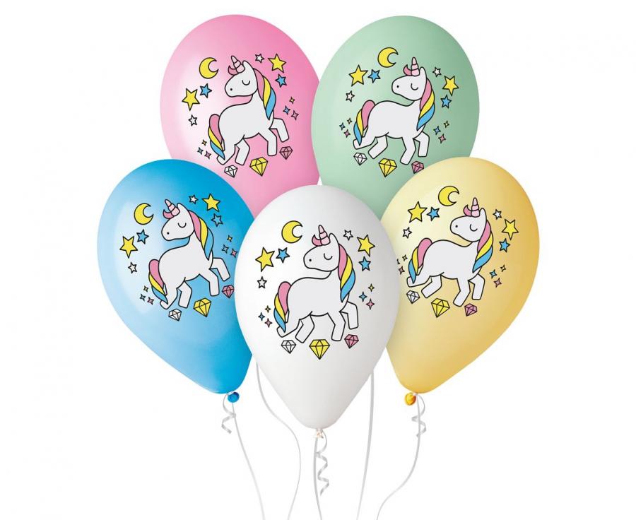Baloni Gemar Premium 12" – 30 cm, jednorog magic night, 5kom/paket