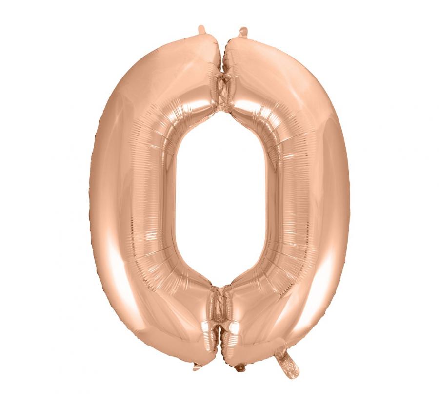Folijski balon B&C "brojka 0", ružičasto-zlatna, 92 cm