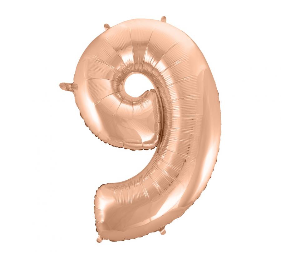 Folijski balon B&C "brojka 9", ružičasto-zlatna, 92 cm