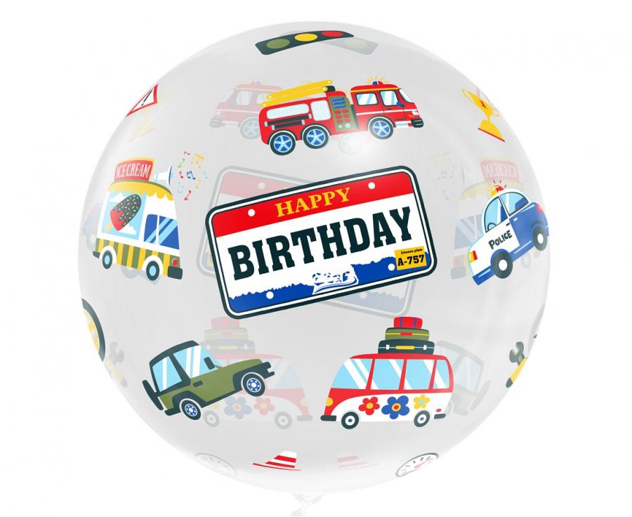 Aqua Bubble balon - crystal Balon Happy Birthday, 20"