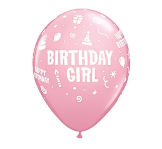 Baloni Birthday Girl pastel pink 6 kom/paket
