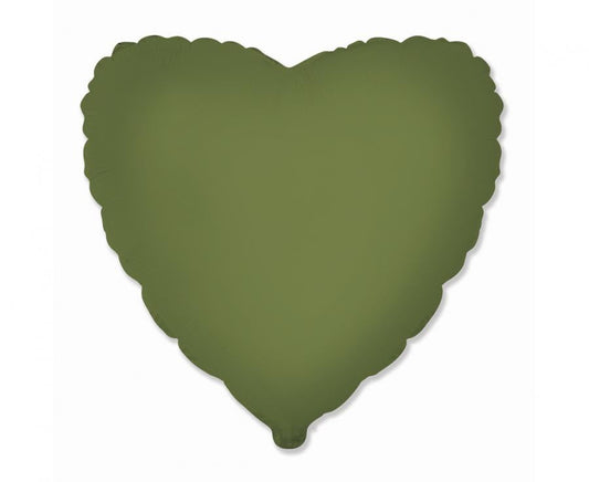 Folijski balon 18" - 46cm FX - Srce (mat Olive Green), nepakiran