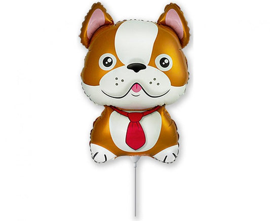 Folijski balon 14" - 36cm  FX - Pies Bulldog, smeđi, nepakiran