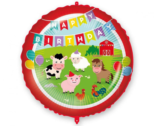 Folijski balon 18" - 46 cm Farmyard Happy Birthday