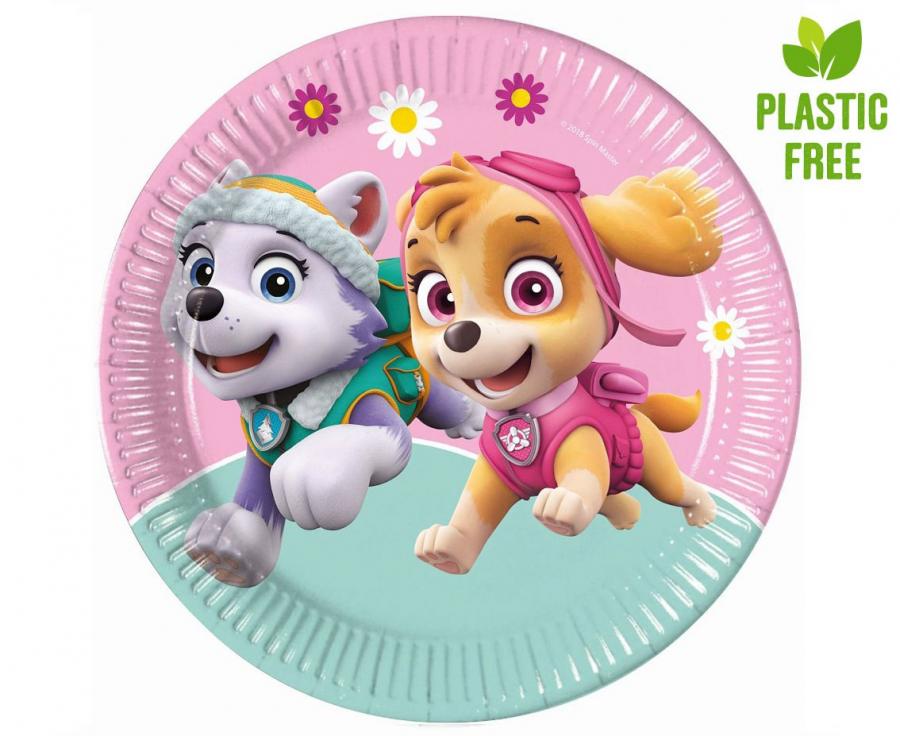 Tanjuri papirnati paw patrol skye & everest (nickelodeon), next generation, 23cm, 8 kom. (plastic-free)