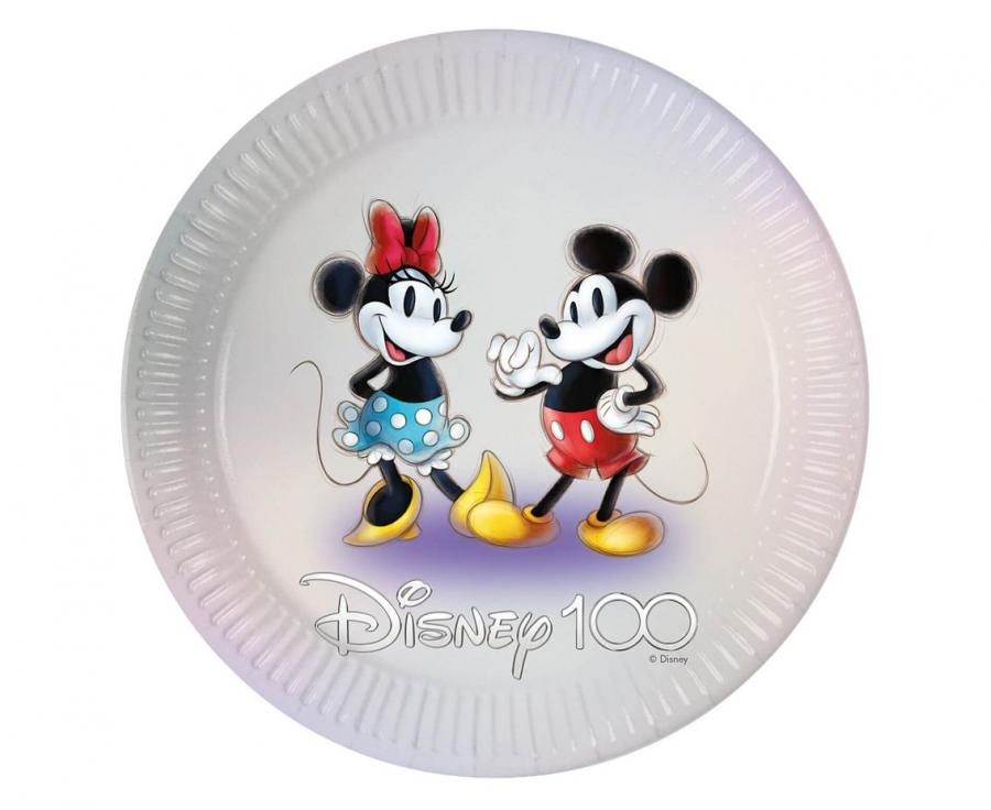 Tanjuri papirnati disney 100 - mickey & minnie, next generation, 23 cm, 8 kom. (plastic-free) kk