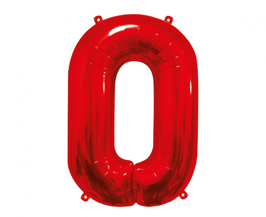 Folijski balon B&C brojka 0, crvena, 85 cm