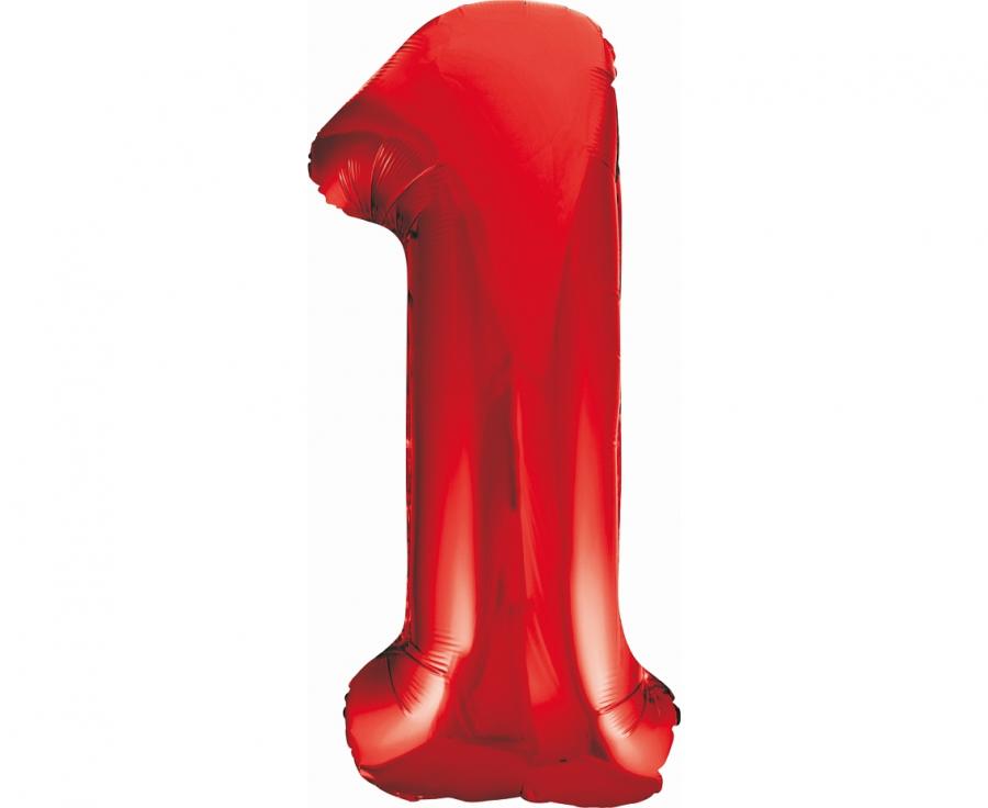 Folijski balon B&C brojka 1, crvena, 85 cm