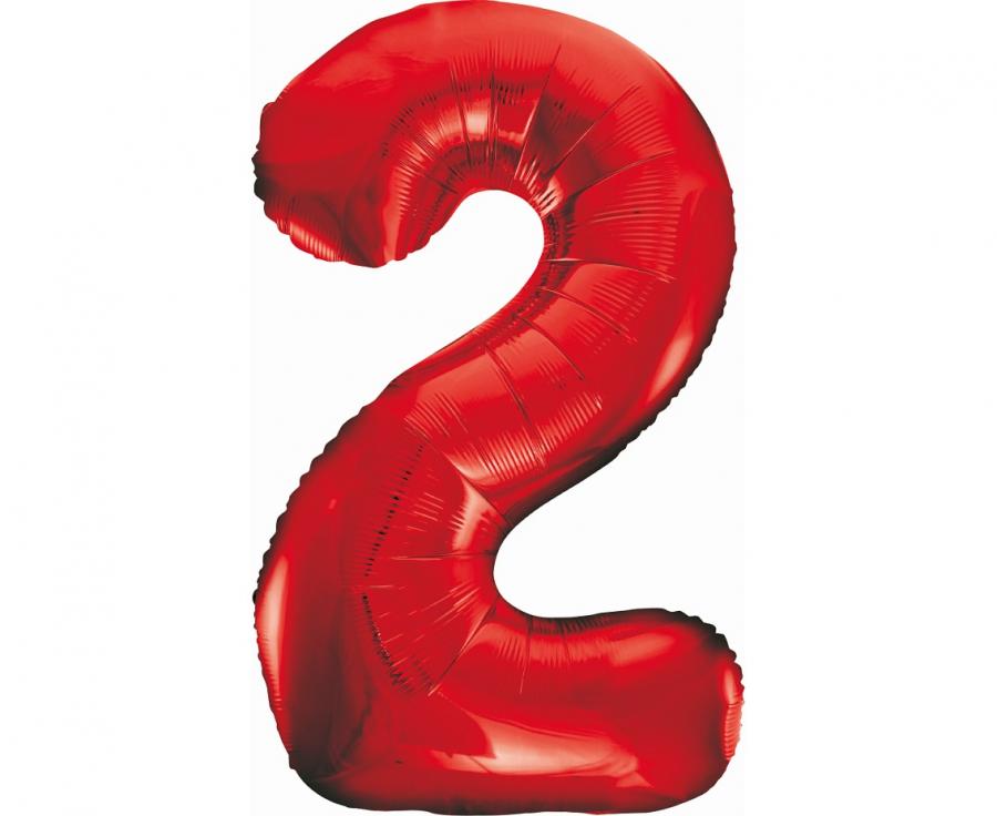 Folijski balon B&C brojka 2, crvena, 85 cm