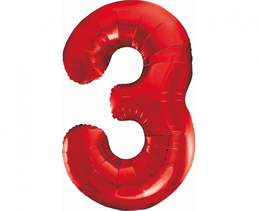 Folijski balon B&C brojka 3, crvena, 85 cm