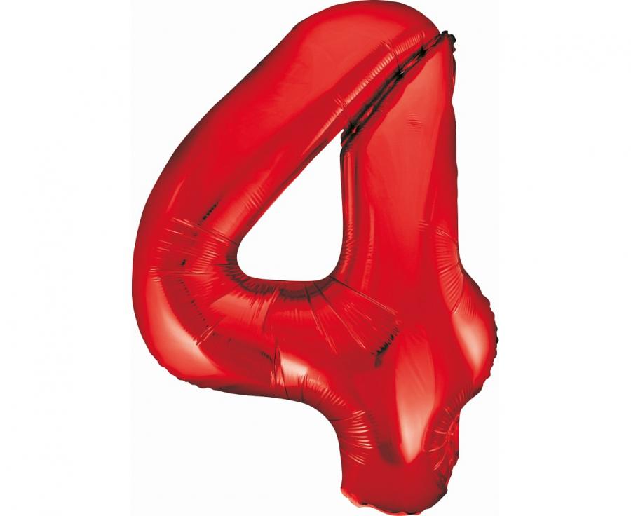Folijski balon B&C brojka 4, crvena, 85 cm