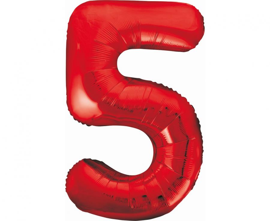 Folijski balon B&C brojka 5, crvena, 85 cm
