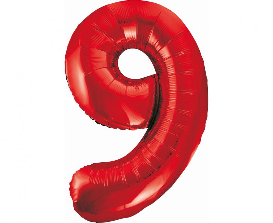Folijski balon B&C brojka 9, crvena, 85 cm