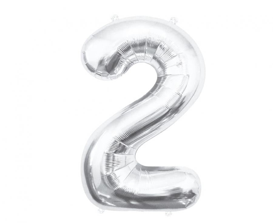 Folijski balon B&C brojka 2, srebrna, 85 cm