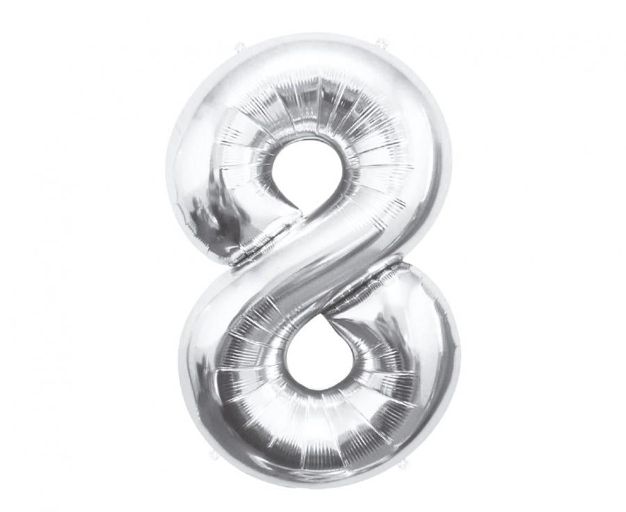 Folijski balon B&C brojka 8, srebrna, 85 cm
