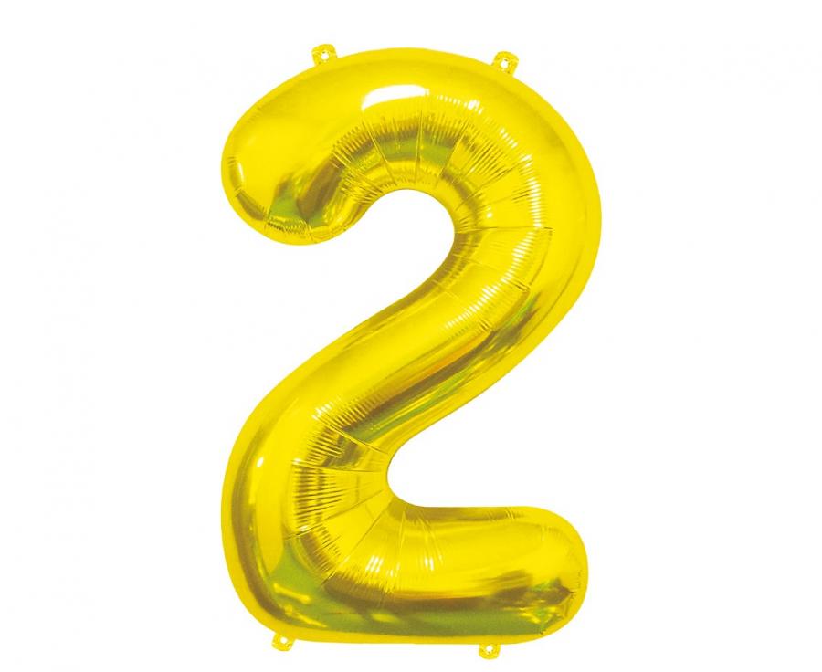 Folijski balon B&C brojka 2, zlatna, 85 cm AA
