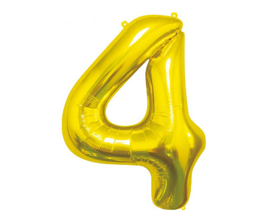 Folijski balon B&C brojka 4, zlatna, 85 cm AA