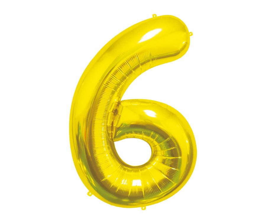 Folijski balon B&C brojka 6, zlatna, 85 cm AA