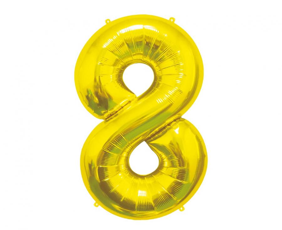 Folijski balon B&C brojka 8, zlatna, 85 cm AA