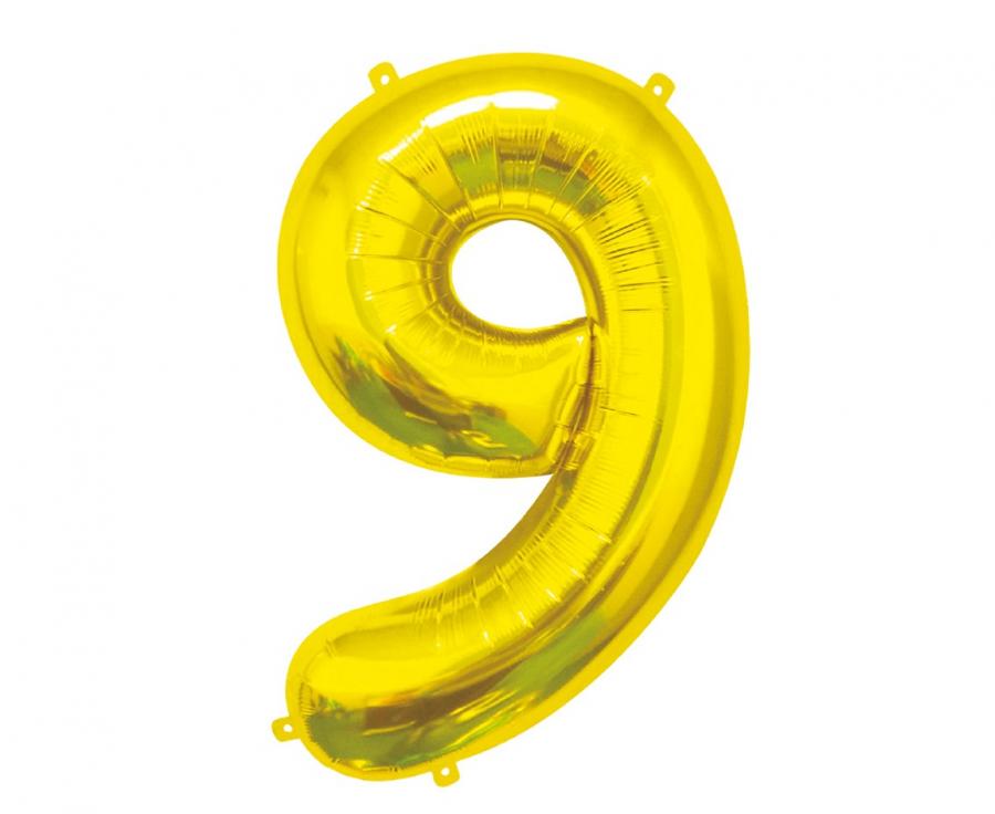 Folijski balon B&C brojka 9, zlatna, 85 cm AA