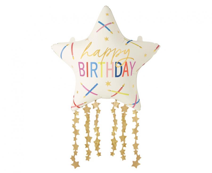 Folijski balon Star 'Happy Birthday' 56x85 cm