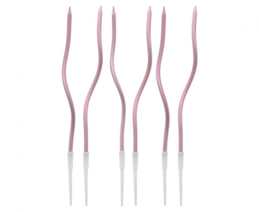 Spiralne metallic svjećice roza, 12,5 cm, 6 kom/paket