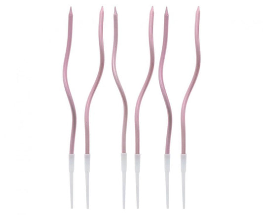 Spiralne metallic svjećice roza, 12,5 cm, 6 kom/paket