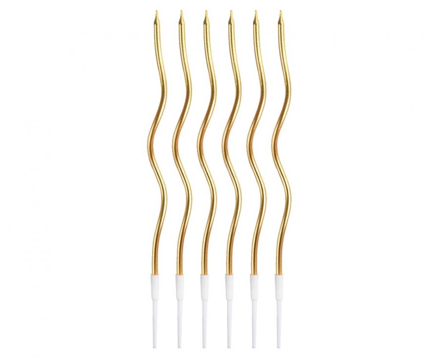 Svijećice B&C Spirale, metalik zlatne, 16 cm, 6 kom.