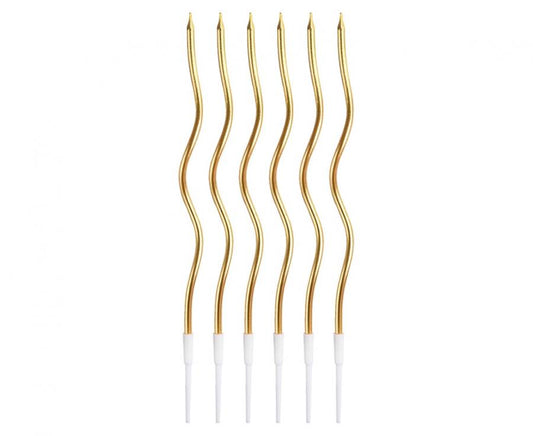 Svijećice B&C Spirale, metalik zlatne, 16 cm, 6 kom.