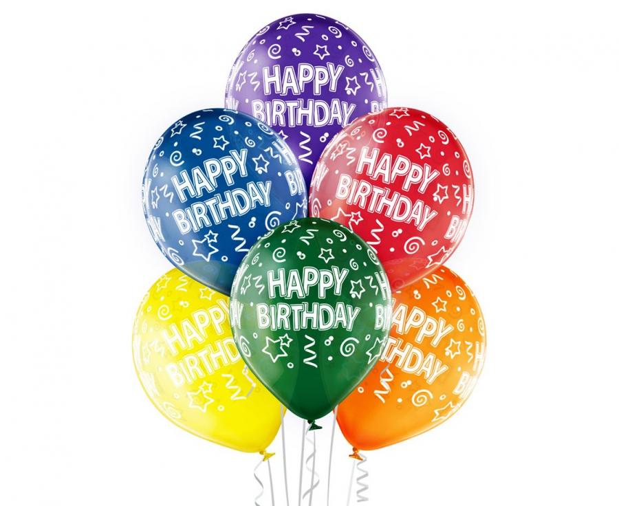 Baloni Belbal 12" Happy Birthday 6 kom/paket