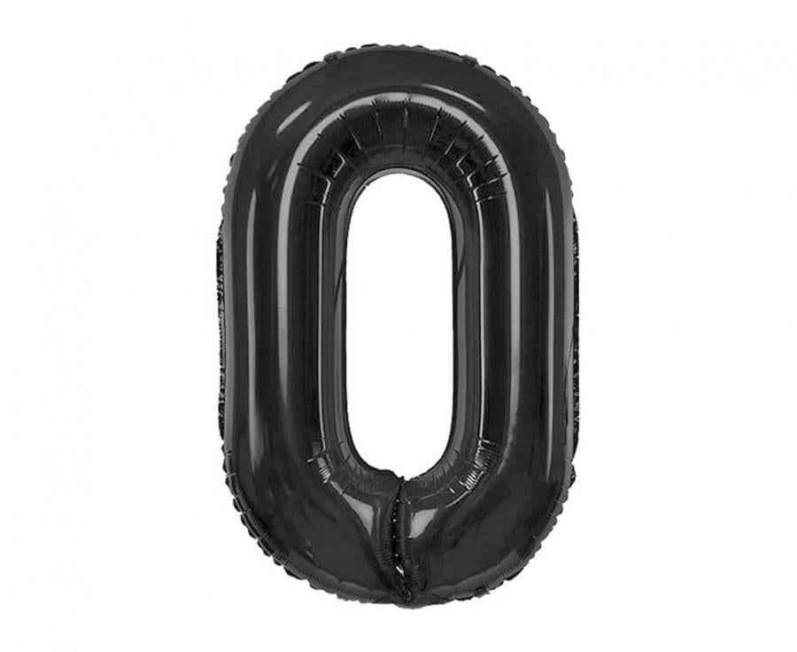 Folijski balon B&C, brojka 0, mat crna, 85 cm