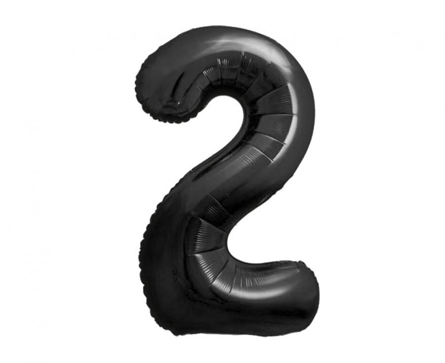 Folijski balon B&C, brojka 2, mat crna, 85 cm