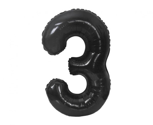Folijski balon B&C, brojka 3, mat crna, 85 cm