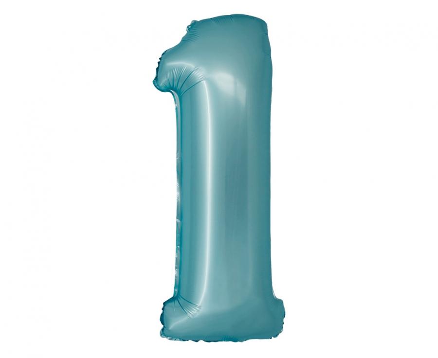 Folijski balon Smart, brojka 1, j. plava mat, 76 cm KK