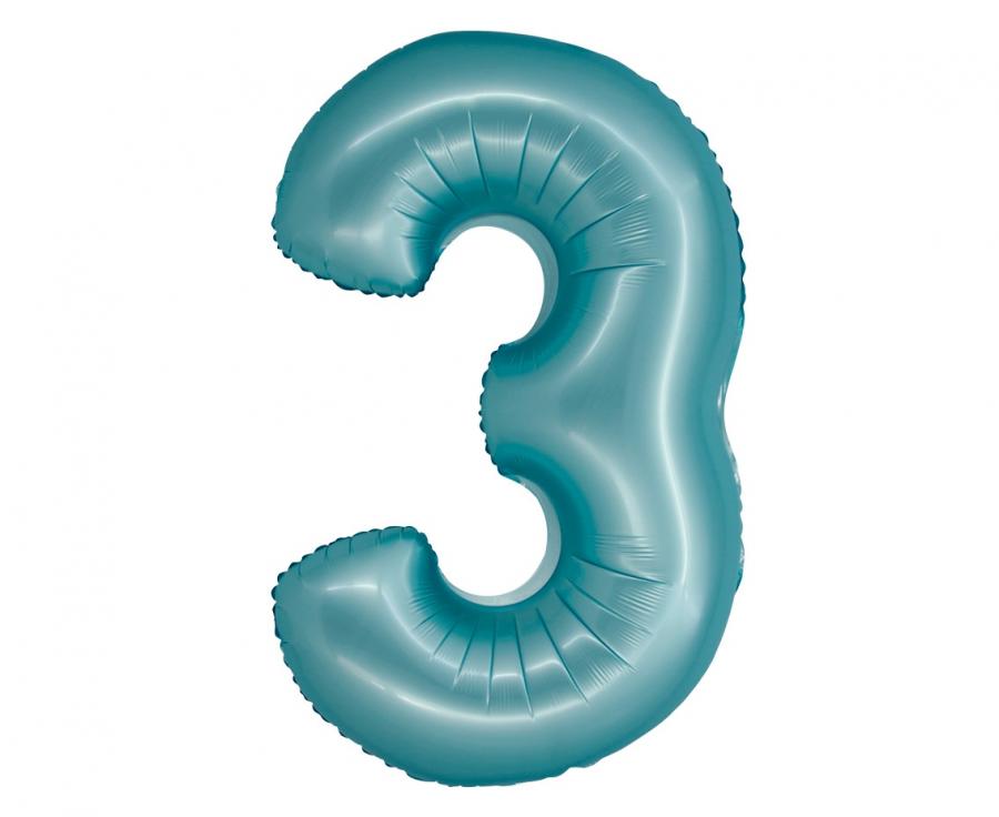 Folijski balon Smart, brojka 3, j. plava mat, 76 cm KK