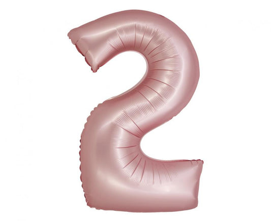 Folijski balon Smart – broj 2, mat svijetlo roza, 76 cm