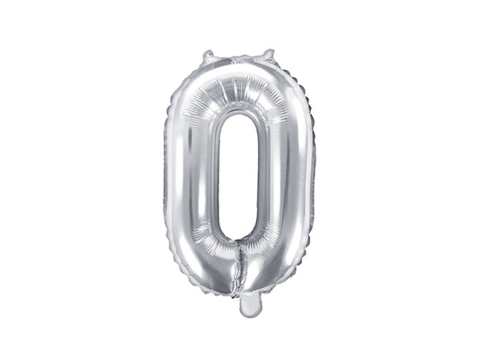 Folijski balon broj "0", 35 cm, srebrni