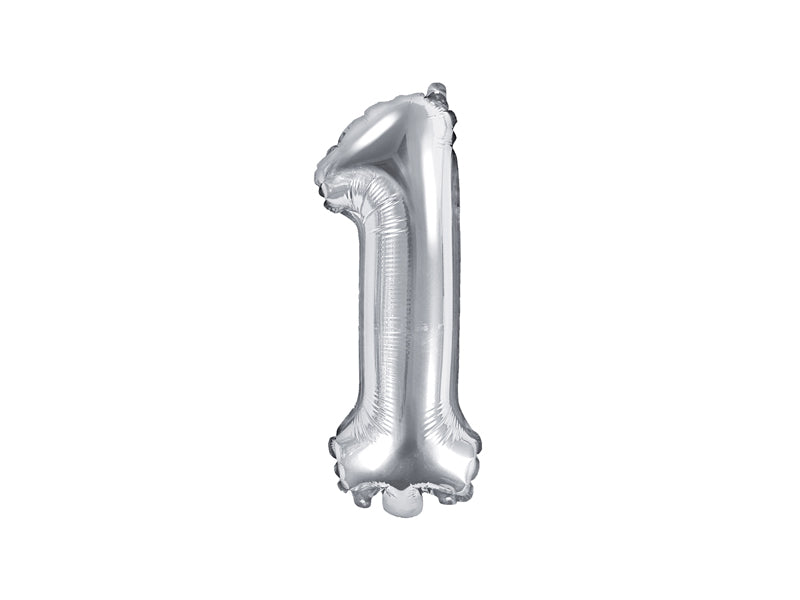 Folijski balon broj "1", 35 cm, srebrni