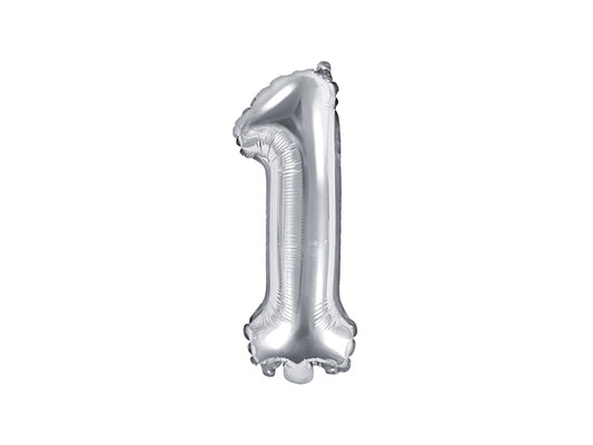 Folijski balon broj "1", 35 cm, srebrni