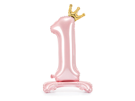 Stojeći folijski balon Broj '1', 84 cm, svijetlo roza