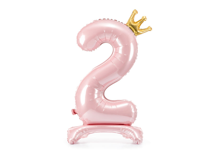 Stojeći folijski balon Broj '2', 84 cm, svijetlo roza